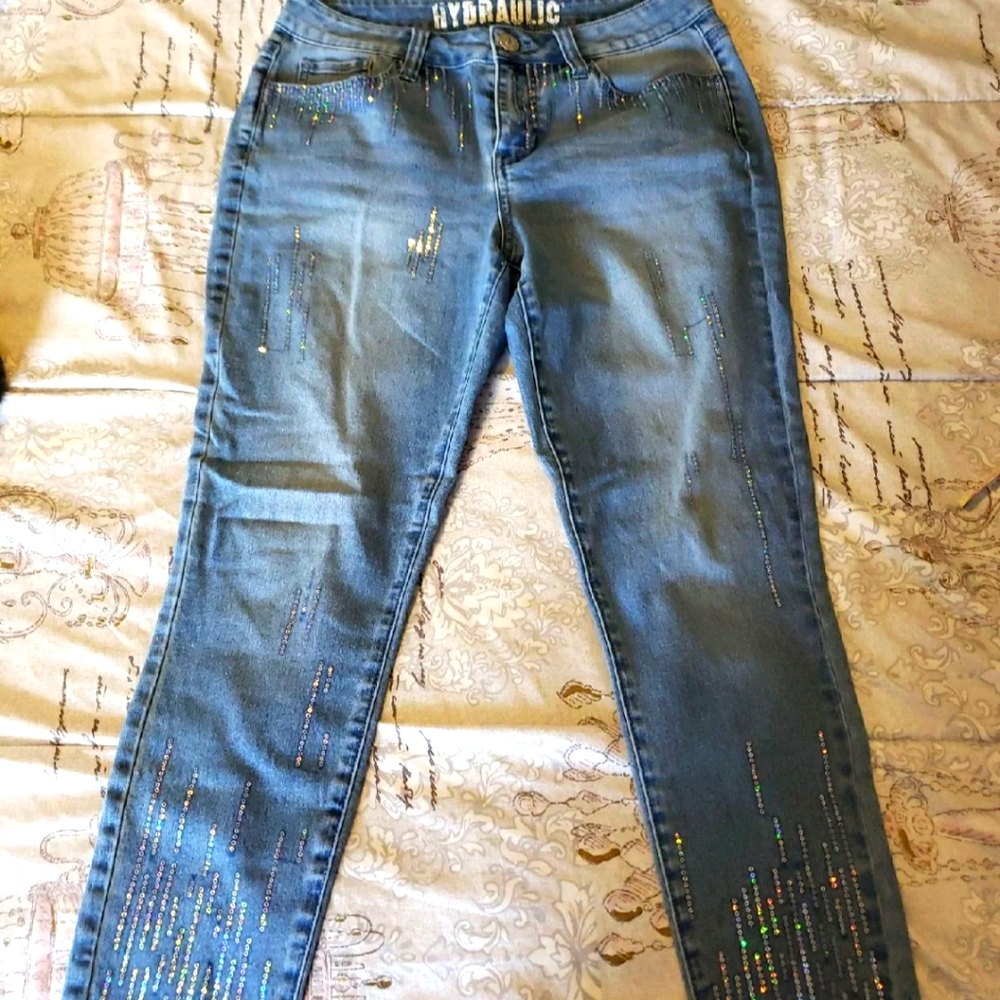 STUNNING SEQUINED SKINNY JEANS BY HYDRAULIC